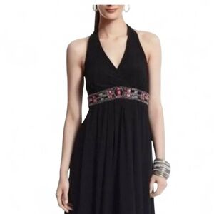 White House Black Market Elegant Black Dress with Embellished Bustline